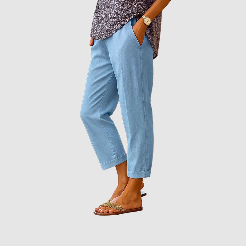 Clara - Women's Straight-Leg Linen Pants