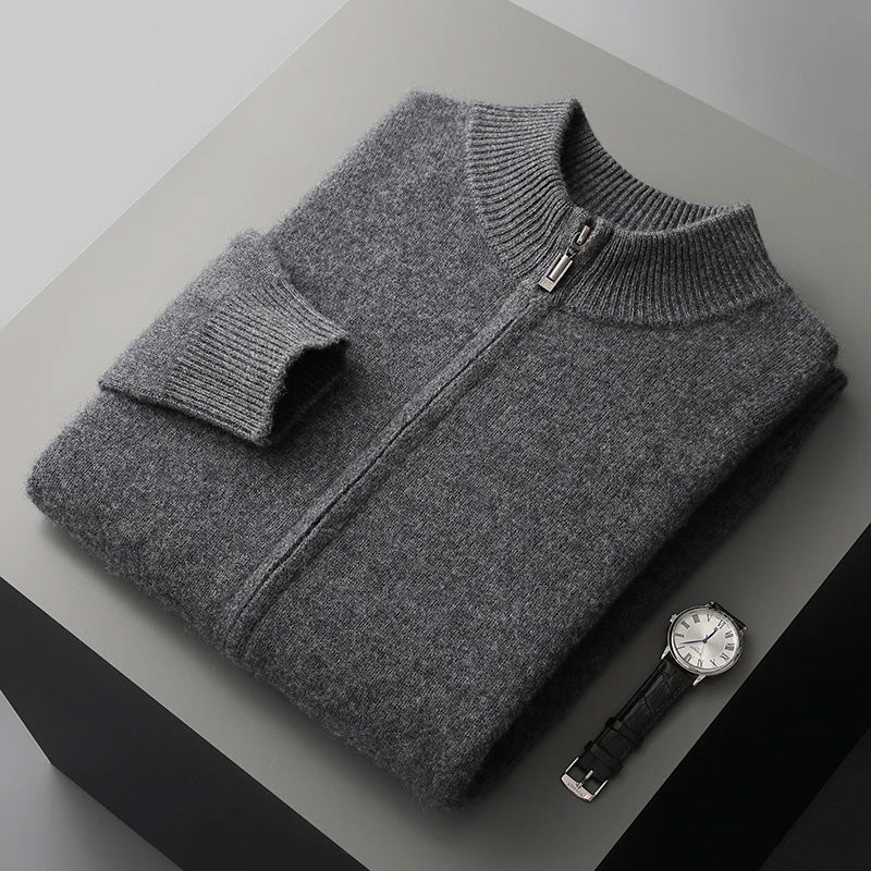 Classic Cashmere Wool Men’s Zipper Cardigan