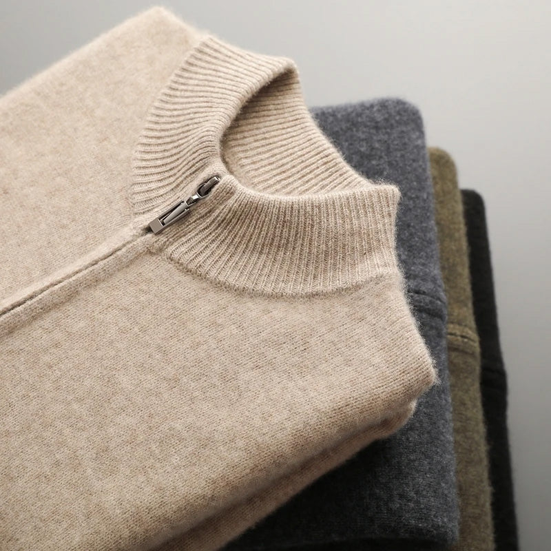 Classic Cashmere Wool Men’s Zipper Cardigan