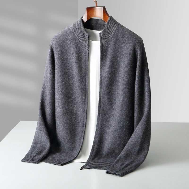 Classic Cashmere Wool Men’s Zipper Cardigan
