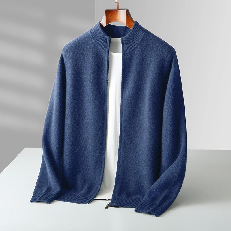 Classic Cashmere Wool Men’s Zipper Cardigan