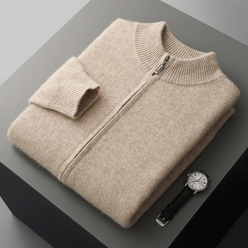 Classic Cashmere Wool Men’s Zipper Cardigan