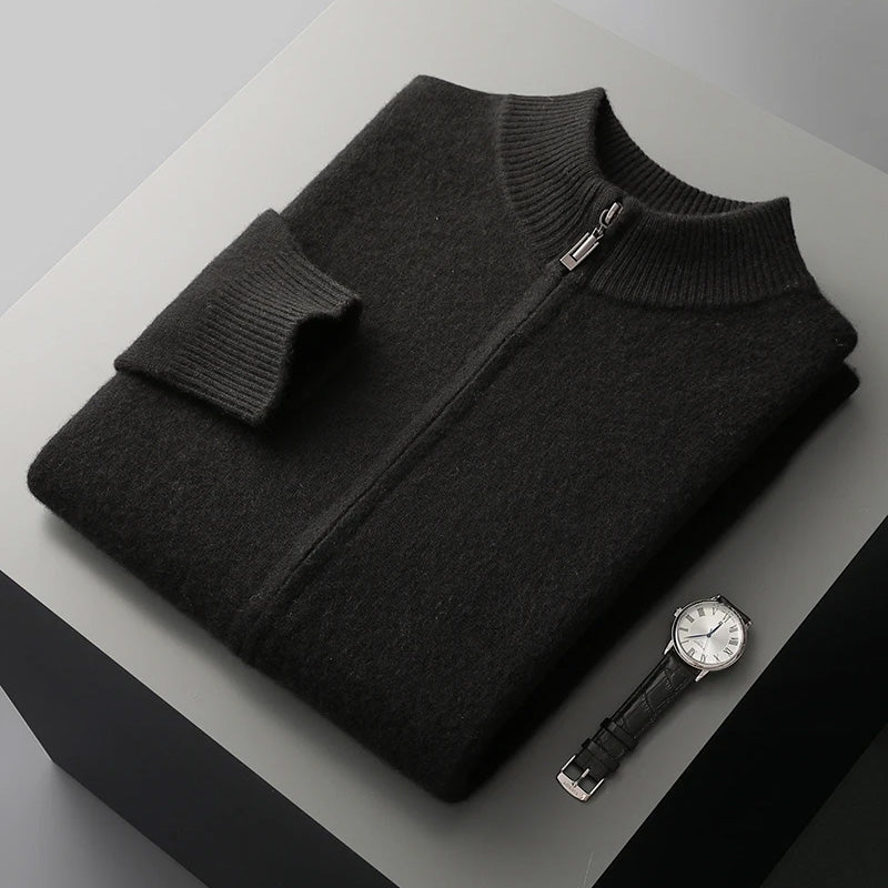 Classic Cashmere Wool Men’s Zipper Cardigan