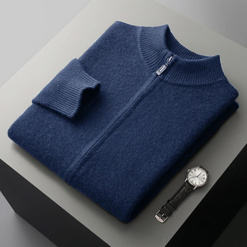 Classic Cashmere Wool Men’s Zipper Cardigan