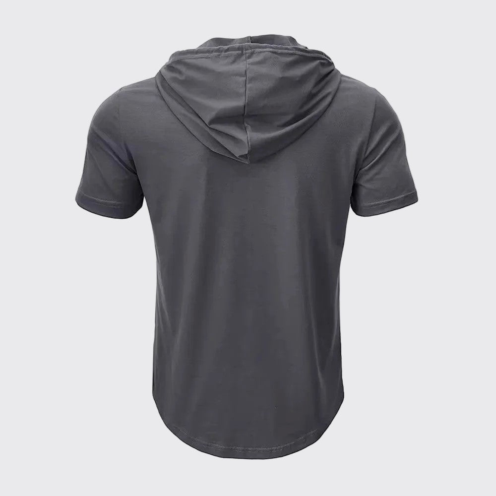 Edward - Men's Short Sleeve Linen Hooded Henley Shirt