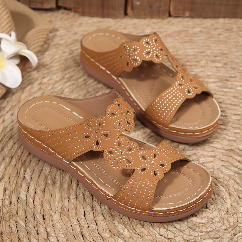 Elise Leroy Rhinestone Wedge Sandals