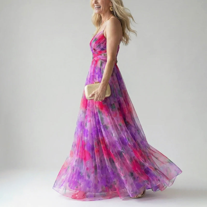 Everly - Women's Soft Mesh Watercolor Maxi Dress