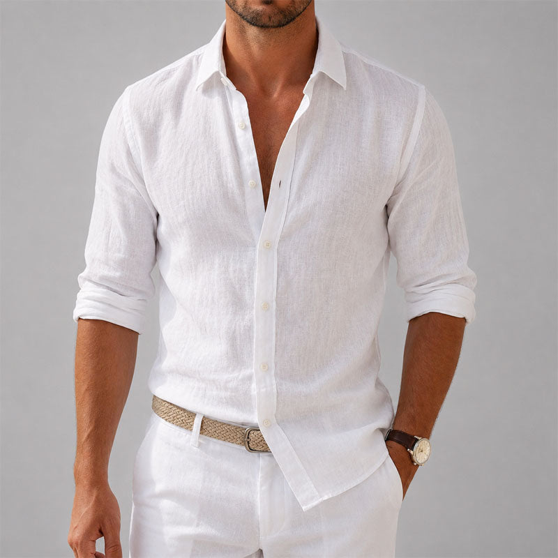 Francis - Men's Lightweight Linen Look Button-Up Shirt
