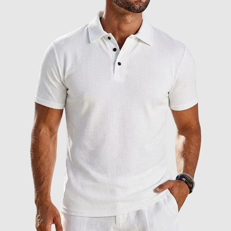 Frank - Men’s Textured Short Sleeve Polo Shirt