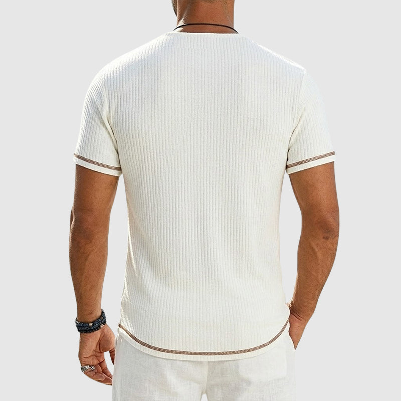 Frederick - Men’s Ribbed Short Sleeve Henley T-Shirt