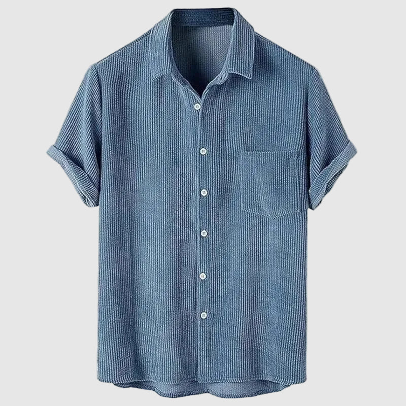 Garrett - Men's Textured Button Down Short Sleeve Shirt