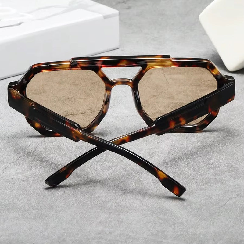 Geometric Navigator Sunglasses with Tinted Lenses