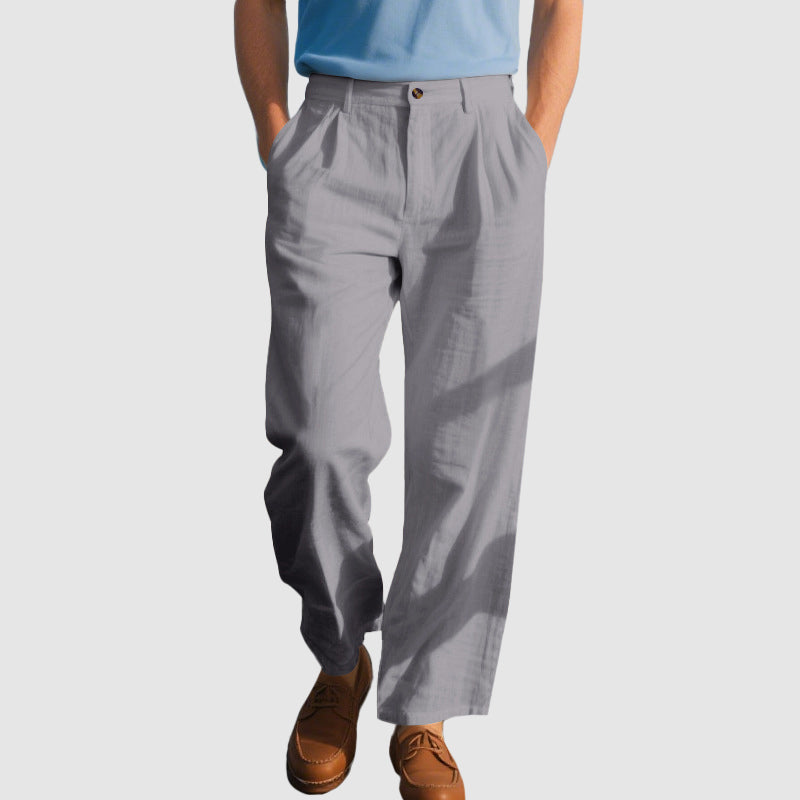 Grant - Men's Relaxed Fit Linen Pleated Pants
