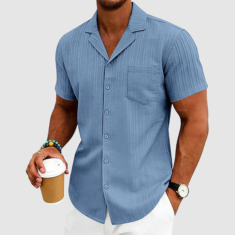 Greyson - Men's Ribbed Camp Collar Button-Up Shirt
