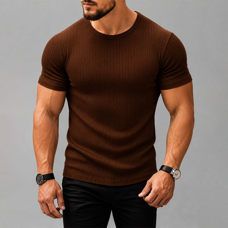 Hendrix - Men's Ribbed Crew Neck Fitted T-Shirt