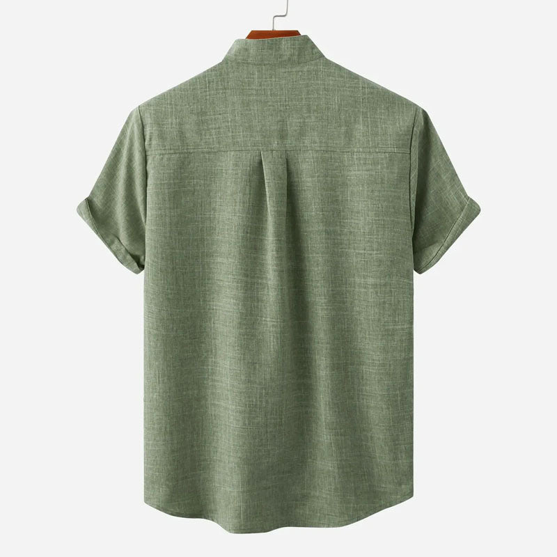 Leroy - Men's Short Sleeve Mandarin Collar Shirt