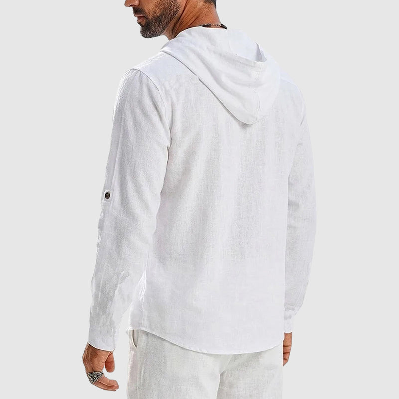 Luther - Men’s Cotton Hooded Button-Up Beach Shirt