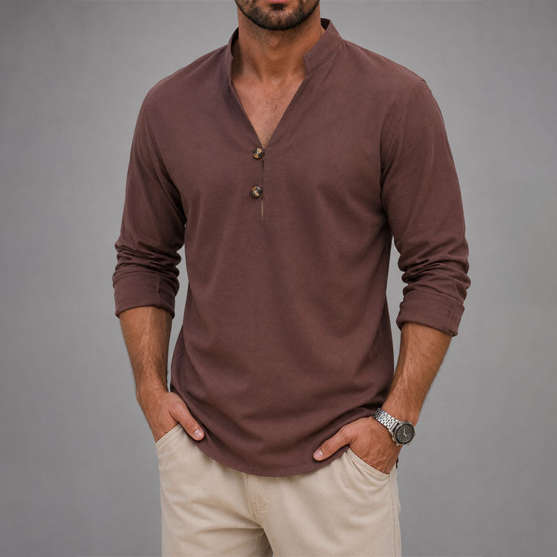 Marcus - Men's Mandarin Collar Button Shirt