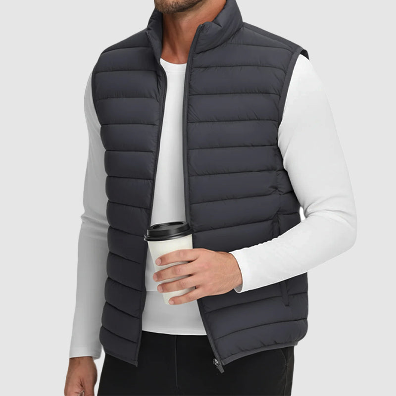 Men’s Puffer Waterproof Vest with Packable Design