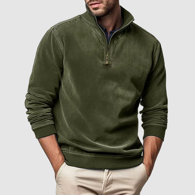 Men’s Zip-Collar Casual Winter Sweatshirt