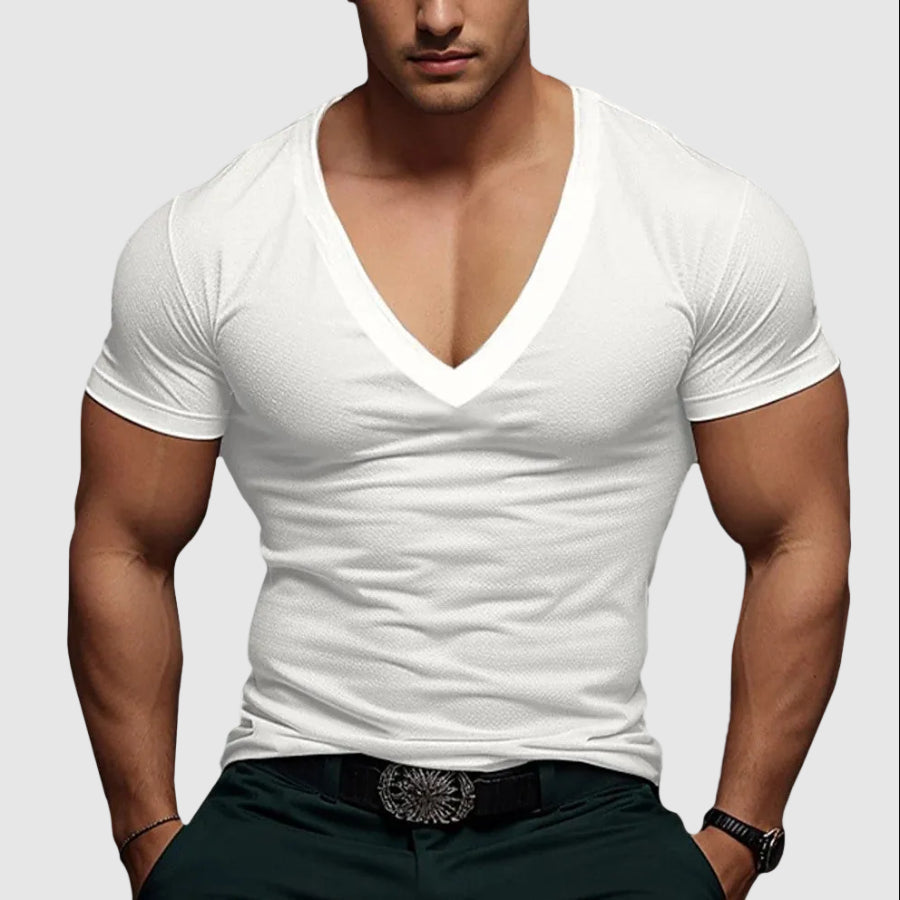 Noah - Men's Deep V-Neck Fitted T-Shirt