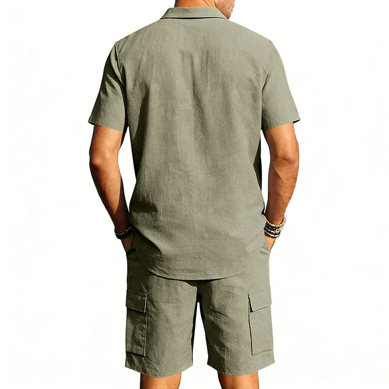 Roberto Russo Shirt and Shorts Set with Utility Pockets