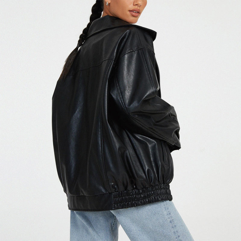 Sofia Amoretti Oversized Faux Leather Bomber Jacket