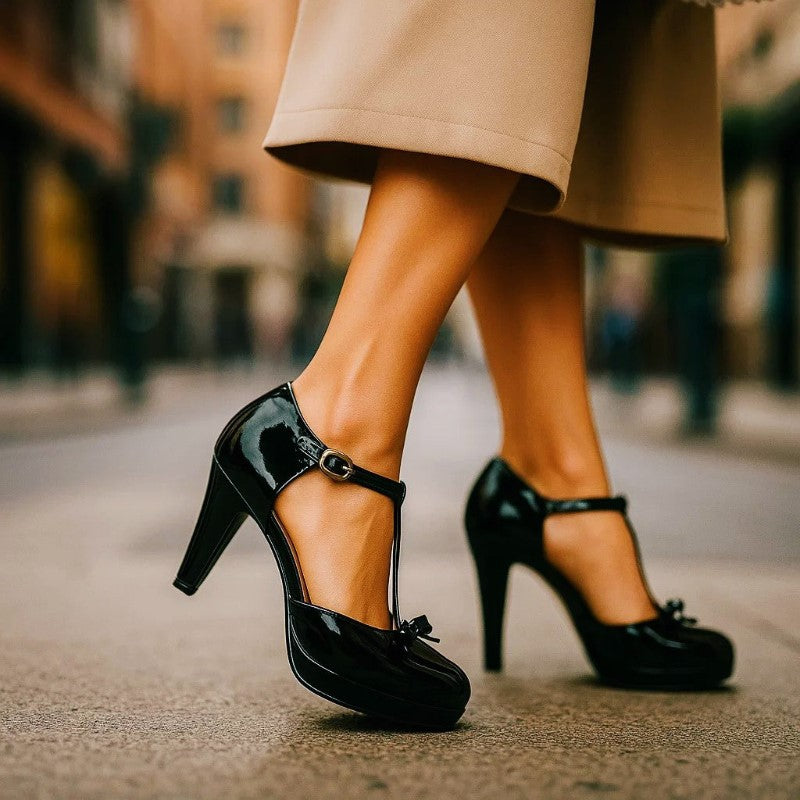 Valentina Rossi Platform Heels with Bow Tie and T-Strap