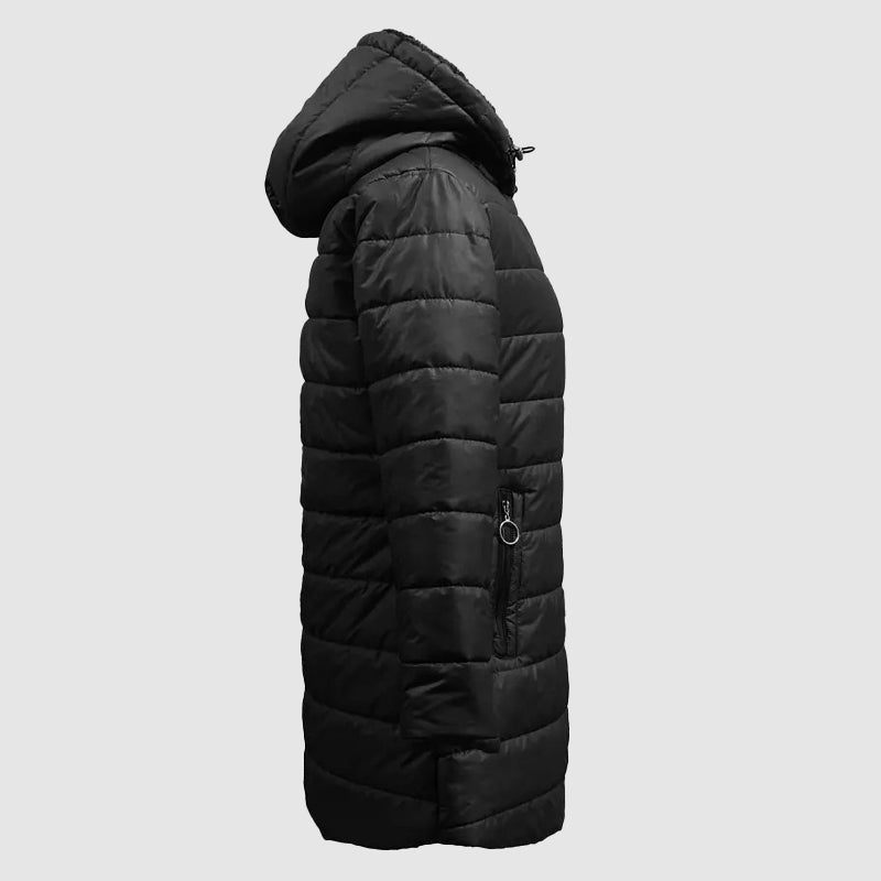 Women’s Hooded Long Puffer Coat with Plush Interior