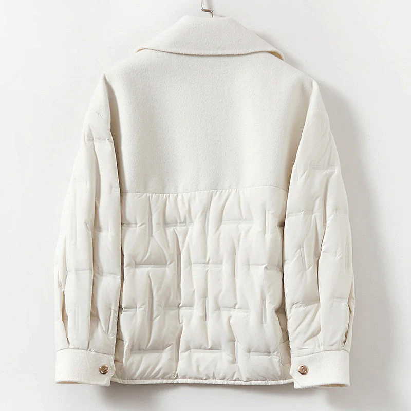 Women’s Down-Filled Wool Jacket with Lapel Collar