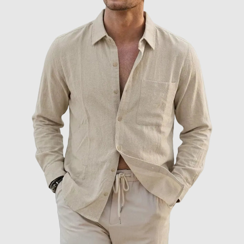 Aaron - Men’s Button-Up Casual Linen Shirt