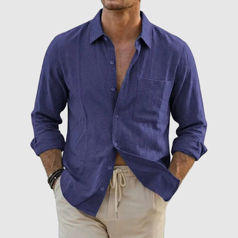 Aaron - Men’s Button-Up Casual Linen Shirt