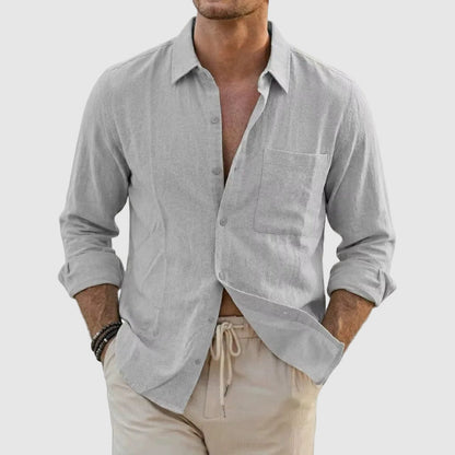 Aaron - Men’s Button-Up Casual Linen Shirt