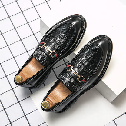 Alessandro Veneti Embossed Leather Loafers