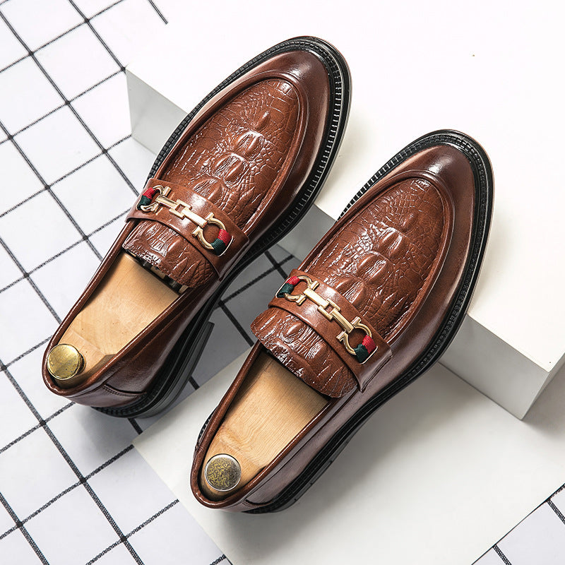 Alessandro Veneti Embossed Leather Loafers