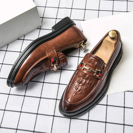 Alessandro Veneti Embossed Leather Loafers