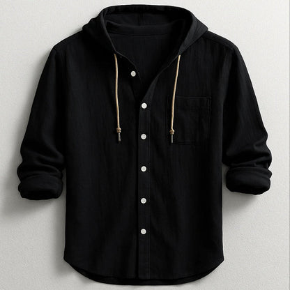 Alessandro Veneti Hooded Button-Up Shirt