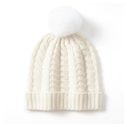 Alpine Thread Cable Pom Beanie