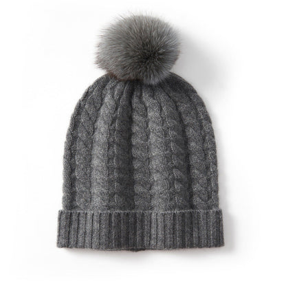 Alpine Thread Cable Pom Beanie