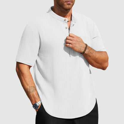 Blake - Men's Linen-Blend Short Sleeve Henley Shirt