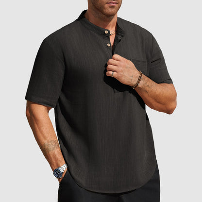 Blake - Men's Linen-Blend Short Sleeve Henley Shirt