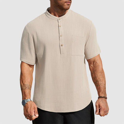 Blake - Men's Linen-Blend Short Sleeve Henley Shirt