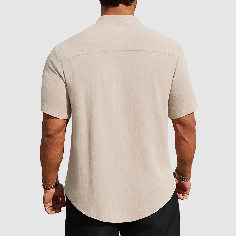Blake - Men's Linen-Blend Short Sleeve Henley Shirt