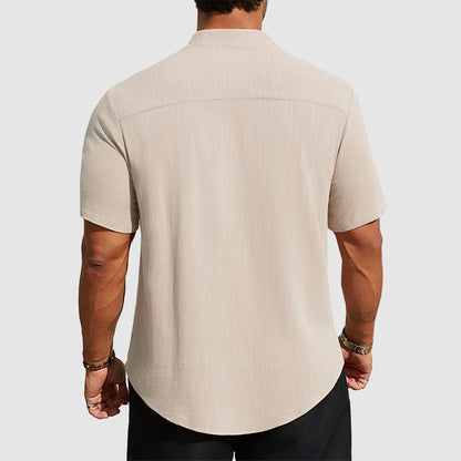 Blake - Men's Linen-Blend Short Sleeve Henley Shirt
