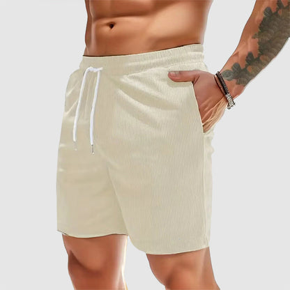 Caleb - Men's Elastic Waist Corduroy Casual Shorts