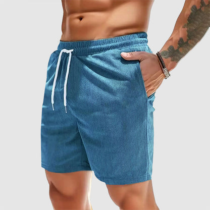 Caleb - Men's Elastic Waist Corduroy Casual Shorts
