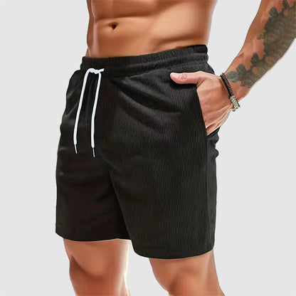 Caleb - Men's Elastic Waist Corduroy Casual Shorts