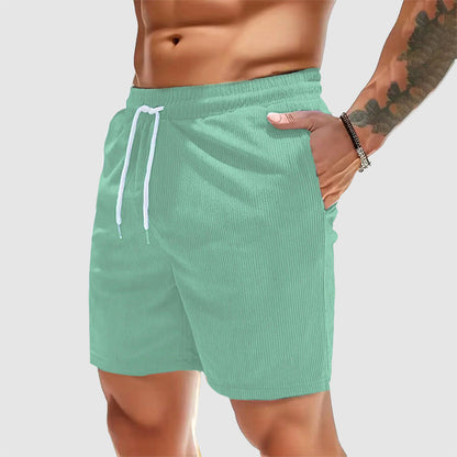 Caleb - Men's Elastic Waist Corduroy Casual Shorts