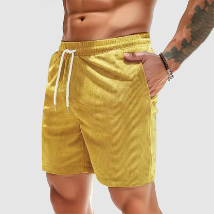 Caleb - Men's Elastic Waist Corduroy Casual Shorts