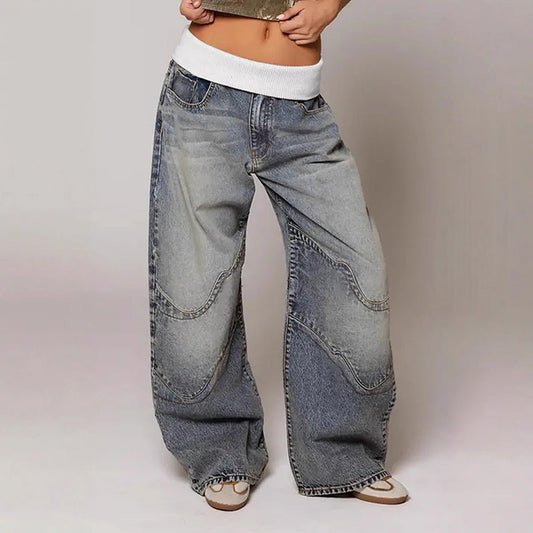 Chloé Montclair Contrast Waist Wide Jeans
